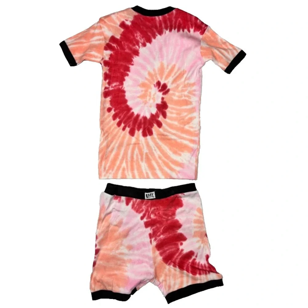 Lazy One Good Vibes Girls Sz 10 Moose Pajama Set 2pc‎ Cotton Tye Dye NWT